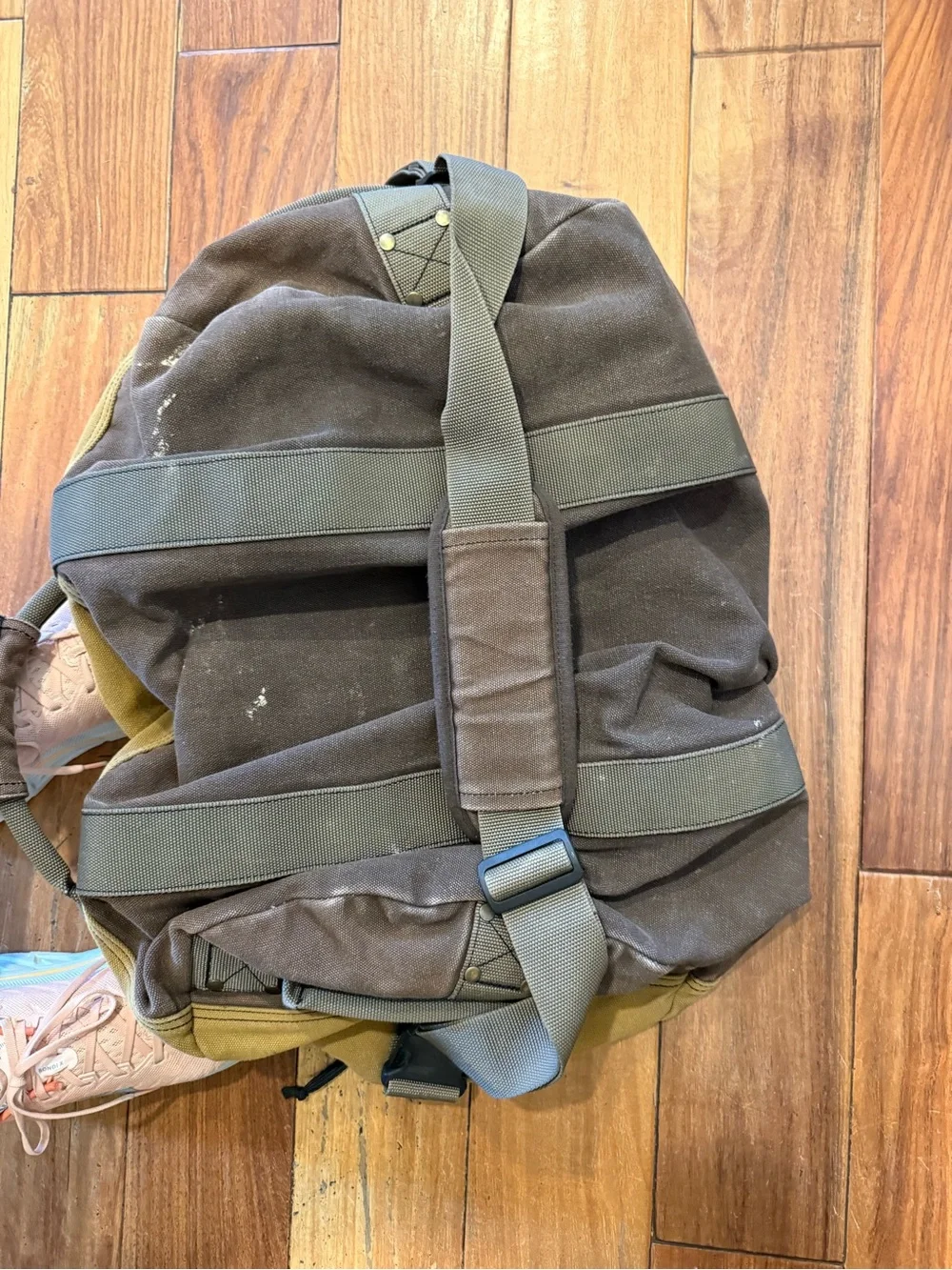Cabela's Two-Tone Brown/Tan Canvas Duffel Bag with Shoulder Strap
